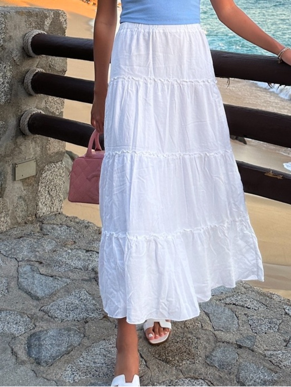 White Tiered Maxi skirt